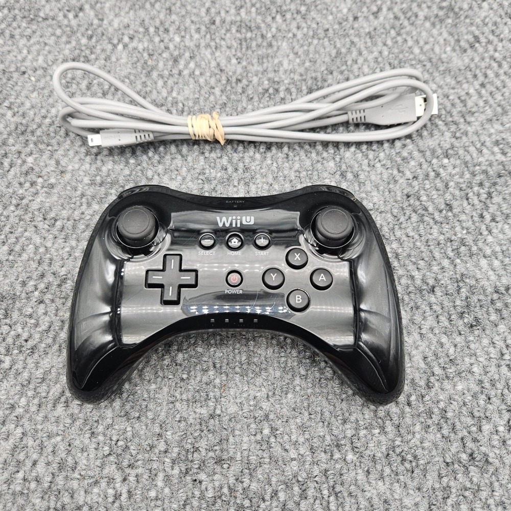Nintendo Wii U Black Pro Controller WUP-005 Wireless Gamepad OEM Remote Gaming